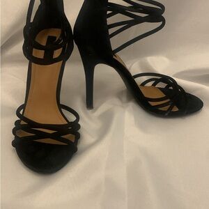 Forever 21 Black Stiletto Heels Strappy Sandals